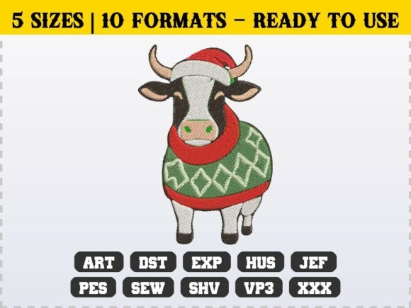 Christmas Cow in Ugly Sweater Embroidery Review