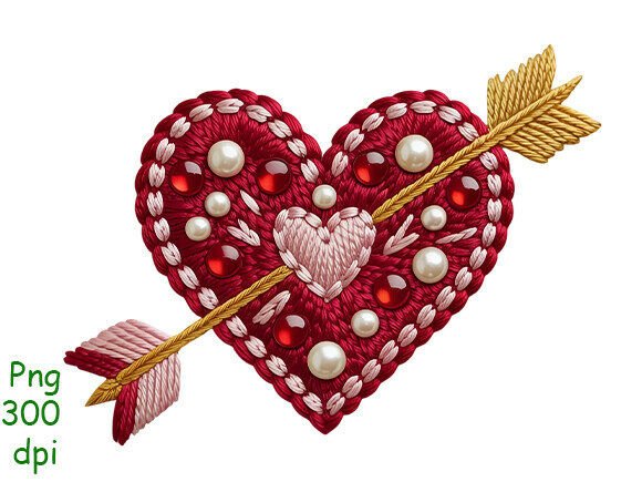 Embroidery, Beaded Love Heart with Arrow Review